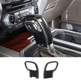 SQQP ABS Carbon Fiber Gear Shift Knob Cover Stick Shifter Cap Cover for 2015-2020 Ford F150
