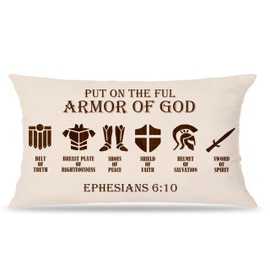 FITIE The Armor of God Christian Pillow Covers 12x20 Double-Sided, Christian Gifts for Men, Father's Day Lumbar Pillow Covers Gifts for Father Dad, Christian Bible Verse Pillow Covers for Couch