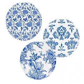 Chinoiserie Paper Lantern Celehappy 10 inch Blue and White Porcelain Print Lantern Chinese Round Hanging Lanten for Birthday Wedding Party Ceilding Indoor Outdoor Home Decor 6 Pack
