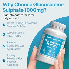 Glucosamine Sulphate 2KCL 1000mg | One-A-Day Potent Formula | Supports Active Living | 180 Fast Release Tablets = 6 Months’ Supply | Marine Sourced | Made in The UK in Accordance with GMP Standards