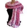 Hand Made Textured Knitted Scarf - Raspberry Ripple - MVLS004