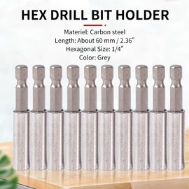 Bit Adapter, Universal Bit Holder, 10 Magnetic Screwdriver Extension Socket Drill Bit Holder, for 1/4 Inch Hex Shank Bits, Extra Strong Holds Bits Securely