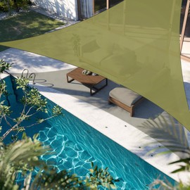 Sun Shade Sail Triangle Canopy, 13x13x13 Army Green Outdoor Sun Shade Sail, Sand UV Block UPF50 Canopy, Heavy Duty, for Outdoor Patio and Garden, Yard Activities