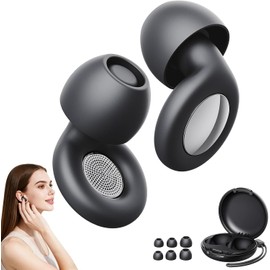 Tapones Auditivos para Dormir, Ear Plugs Lavable y Reutilizable, Tapones Oidos de Silicona con 8 Earplugs y Caja (Negro)