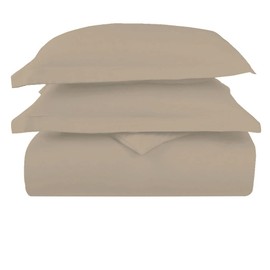 Pizuna Pure 100% Cotton King Duvet Cover Set, 600 Thread Count Long Staple Cotton Crisp Sateen Weave with Button Closure (Combed Simply Taupe Cotton Duvet Cover King)