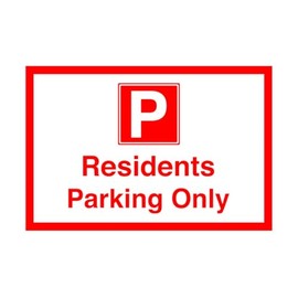 Residents parking only - Safety sign- 3mm Aluminum Dibond for indoor/outdoor usage (300mm x 200mm) 7m Viewing Distance.