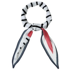 sourcing map Ladies Silky Rhombus Neckerchief Stripe Print Neck Scarf for Shirts Headband Handbag Wraps Bandana Gray