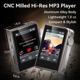 RUIZU 64GB HiFi Lossless MP3 Player, DAC DSD High Resolution Digital Audio Player, Portable Hi-Res Music Player with 2" Touchscreen, Resume Playback, CNC Aluminum Alloy Body, Up to 128GB microSD Card