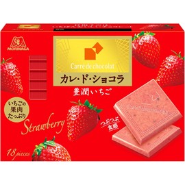 Morinaga Chocolate Carre de Chocolat Rich Strawberry Flavor 18 pieces (Pack of 2), Japanese Premium Strawberry Chocolate Sweets Snack, MADE IN JAPAN, Limited Stock