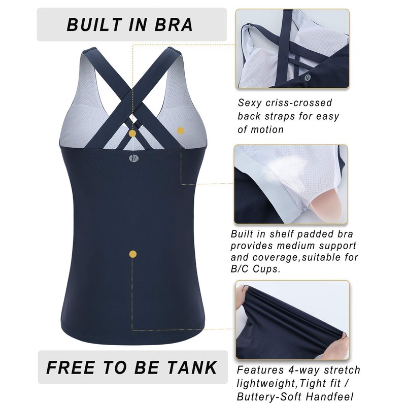 RUNNING GIRL Sports Bra for Women, Criss-Cross Back Padded Strappy