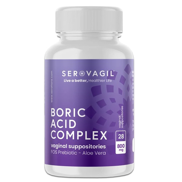 SEROVERA Serovagil Boric Acid Vaginal Suppositories with Prebiotic and Aloe Vera, Control Odor and Vaginal Dryness