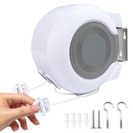 MEILANHUI Retractable Clothesline Outdoors, 49 Feet PVC Heavy Duty Retractable Clothes Line, Compact Design Clothes Line Outdoors Space Saving, Weatherproof for Garden, Patio, Balcony