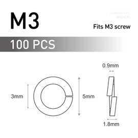 FOMGIIN Pack of 100 Spring Washers M3, DIN 127 Spring Washers Shape B according to Spring Ring Smooth, A4 V4A 304 Stainless Steel Spiral Spring Washers Washers Spring Washers Spring Washer Snap Ring