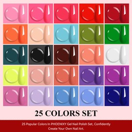 phoenixy Gel Nail Polish 30 PCS Gel Nail Polish Set Dark Color Collection Manicure Set for Women Matte Silver Gold Glitter Top Coat for Women - PCB9042