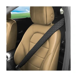 KHGUZ 2PCS Extra Long Car Seatbelt Cover, 29.53 inches Soft Leather Vehicle Safety Seat Belt Strap Cushion, Comfortable Auto Shoulder Neck Chest Protection Pads Accessories, Extremely Long (Black)