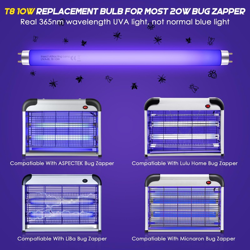 Qualirey 12 Pack Bug Zapper Replacement Light Bulbs 10W for