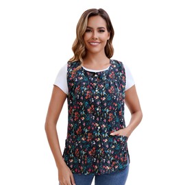 Nanxson Women Cobbler Apron Cotton Smock with 2 Patch Pockets, Printed Apron with Buttons for Work Chef kitchen