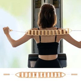 Rope Back Massager, Wooden Massage Roller for Maderoterapia Massage Ball Roller Handheld Wooden Body Massager for Body Fatigue Relief