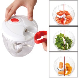 STONELINE Multi-Chopper 9-Piece Manual 900 + 400 ml, Onion Cutter and Universal Chopper with Stainless Steel Blades, Chopper for Vegetables and Fruits, Red