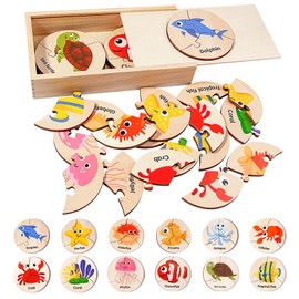 KUKUTrue® Montessori Toy for 2 3 4 5 Year Olds, Puzzles for 2 Year Olds, Montessori Toys, Educational Toys, Wooden Puzzle, Gift for Kids Boys Girls Aged 2–5 Kids Boys Girls