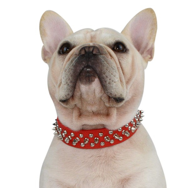 Hifrenchies Studded Dog Collar Mushroom Studded Adjustable Microfiber Leather Pet