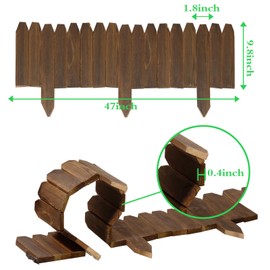 Wood Garden Fence, Wooden Edging Border Decorative Small Picket Panels for Flower Bed Barriers and Landscape Fencing