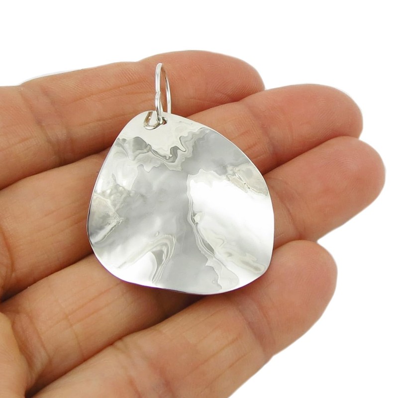 Large Hammered Solid 925 Silver Drop Earrings Handmade Jewellery