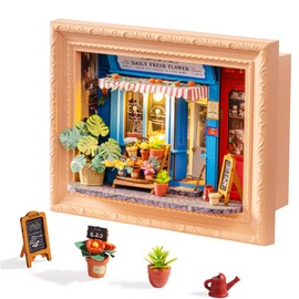 Rolife DIY Miniature House Kit, Mini Wooden Dollhouse Kit for Adults to Build, 3D Shadow Box Frame Home Wall Hanging Decor Diorama Kit, for Girls Women Teens-Daily Fresh Flower