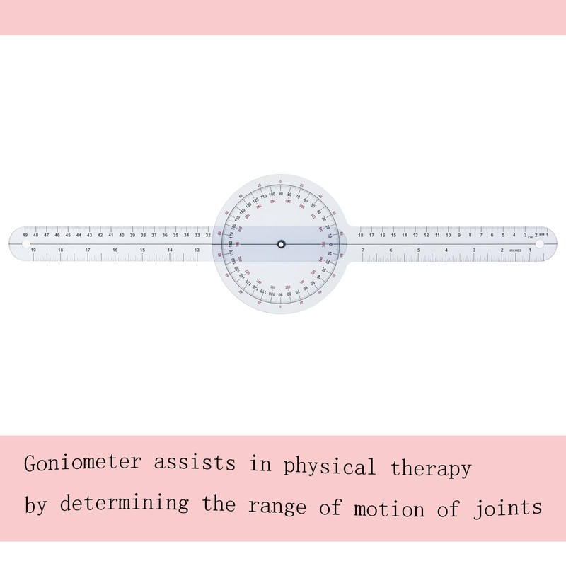 Goniometer 12 inch 360° Clear Protractor Physical Therapy, for Medical