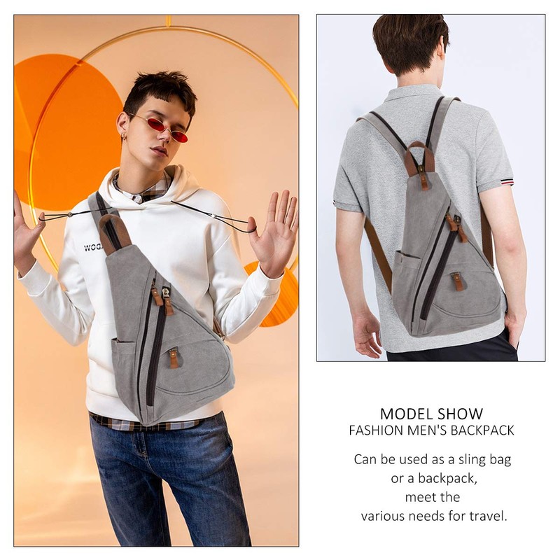 Canvas Sling Bag - Small Crossbody Backpack Shoulder Casual Daypack