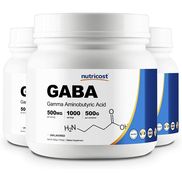 Nutricost Pure GABA (Gamma Aminobutyric Acid) Powder (500 Grams/1.1 pounds) (3 Pack)