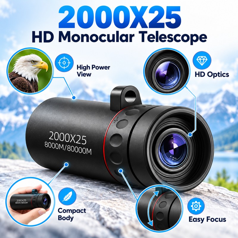 Compact 22mm Objective Monocular Telescope with BK7 Prism and IPX4