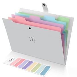 SKYDUE Expanding File Folder with 5 Pockets, Cute Accordion File Organizer, Letter Size Filing Folder, Portable Document Organizer, School Office Supplies Gray