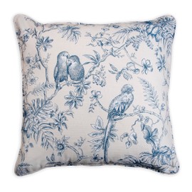 Maison d' Hermine Jouy Paradis - Blue 100% Cotton Decorative Pillow Cover for Couch Sofa Cushion Covers Bedroom Home Living Room (18"x18")