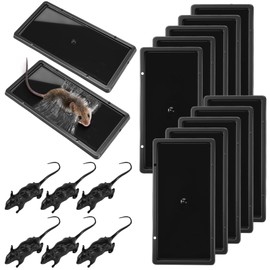 Qualirey 10 Pack 10 inch Sticky Mouse Traps with 6 Pcs Fake Bait Mice, Large Glue Traps with Double Enhanced Attraction, Mouse Sticky Trap for Home Office Indoor Outdoor