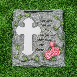 MXwcy Cross Solar Lights Outdoor Garden Memorial Stepping Stone, IP65 Waterproof is Used for Walls or Lawns, A Touching Memorial Gift & Condolence Gifts Grave Decorations for Cemetery