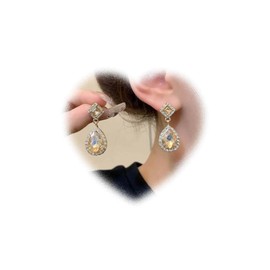 Crymystal Boho Crystal Drop Earrings Square Crystal Earrings Rhinestone Dripping Stud Earrings Sparkly Cz Earrings Paved Drop Earrings Jewelry for Women and Girls Gifts