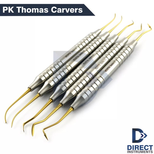 Medentra 5Pcs Set Dental Pk Thomas Wax Carvers Gold Tips
