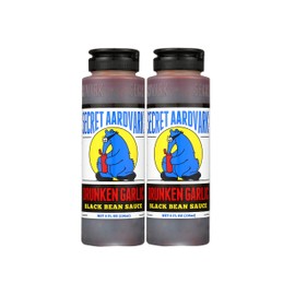 Secret Aardvark Hot Sauce - Garlic & Fermented Black Bean Sauce, Mild Hot Sauce, Made with Soy Sauce, Fermented Black Beans, Garlic & Orange Juice, Non-GMO - Drunken Garlic Black Bean Sauce, 8 oz (2 pack)