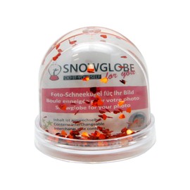 50009 Photo Snow Globe Large with Transparent Base and Hearts Red Picture Frame Photo Gift