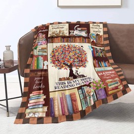 Reading Blanket for Book Lovers Gifts Blankets Librarian Gifts Throw Blanket Book Club Bookworm Gift Women Men Soft Plush Lightweight Flannel Fleece Blanket All Season for Couch Sofa, 150cm x 200cm