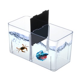 Small Betta Fish Tank, 3-in-1 Stackable Mini Fish Tank, Divided Compartments Beta Fish Tanks for 2 Betas Shrimp Sea Monkeys, 0.4 Gallon Acrylic Tiny Aquarium Tank with Hatchery Incubator