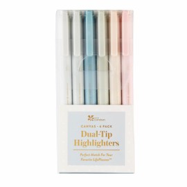 Erin Condren Dual-Tip Highlighters 6-pack - Canvas Asterisk | Dual-Tip Highlighter Ink | Perfect for Decorating, Color-Coding, and Highlighting