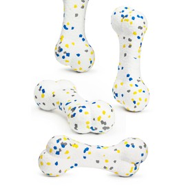 Moonorange 7.28" Indestructible Large Bone Balls for Aggressive Chewers Durable Stick Bouncy Interactive Chew Toy for Dogs Fetch Game Lightweight Floating Outdoor Training, White