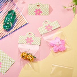KISSITTY OPP Cellophane Bags 100pcs 2.3x3.9 Inches Clear Small Jewelry Wedding Party Favor Storage Bags with Header Cards for Earring Hair Clips Small Presents Bracelets Packaging