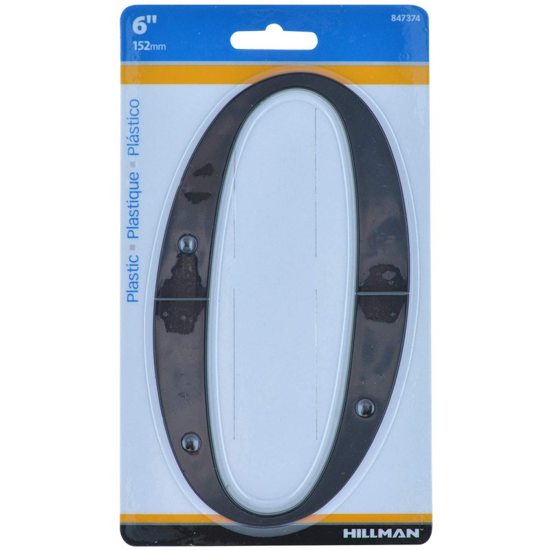 Hillman 847374 Black House Number 0, 6-Inch Nail Plastic