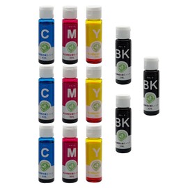 Canon Compatible Ink Refill (BK/C/M/Y), BC-310/311, BC-340/341, BC-345/346, BC-360/361, BC-365, BC-366, 3 Sets of 4 Colors, 12 Bottles Total, 1.0 fl oz (30 ml) Instrument Included (Ink Filling