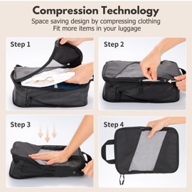 jetsetta Expandable Compression Packing Cubes 4 Set Travel Accessories Suitcase Luggage Organizers (Beige 5 Set)