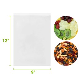 WiiGreen 200 PCS 9 x 12 inch Clear Zip Plastic Poly Bags with Resealable Lock Seal Zipper for A4, Clothes, Food