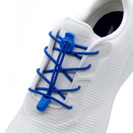 Run out sports Elastic Rubber Shoelaces without Tying - Quick Lacing System 120 cm - Elastic Shoe Laces with Quick Release - for Children and Adults (Blue)
